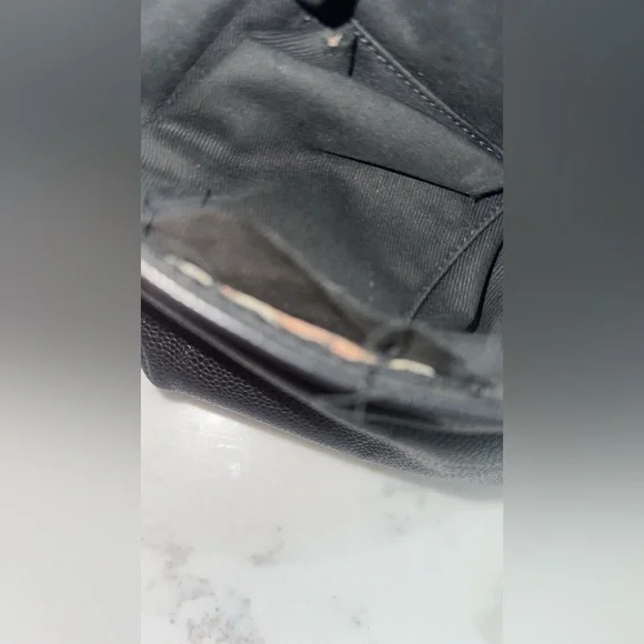 Preowned Authentic Chanel Black Caviar Leather, Pleated Half Moon Flap Bag - Picture 14 of 16